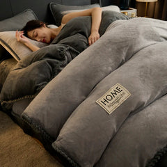 Solid Color Quilt Cover Soft Duvets Cover Warm Blanket Single/Double/Queen/King Size Comforter Cover (No Pillowcase)