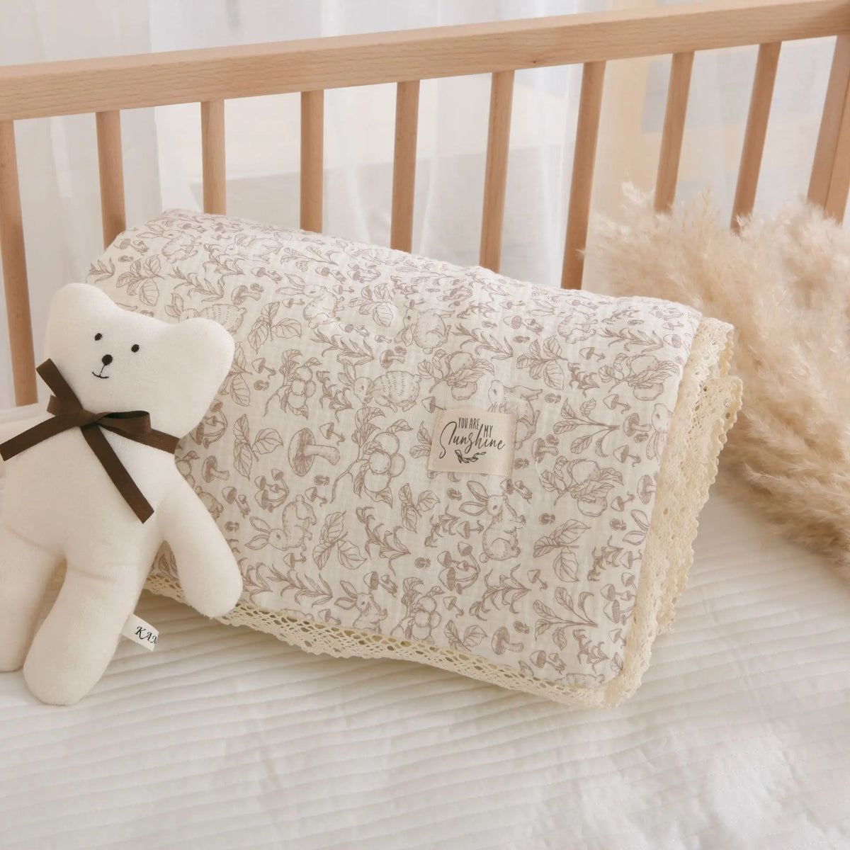 Spring Summer Baby Comforter Soft Cotton baby quilts Gauze Quilted Blanket for Newborn Floral Print Kindergarten Kids Bedding