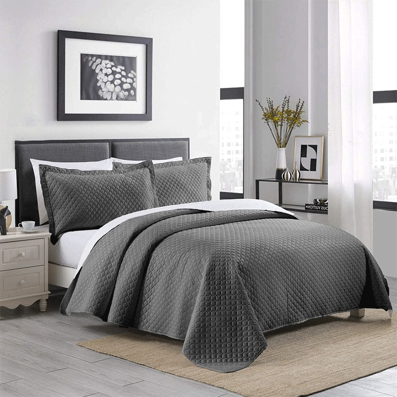 3 Piece Double Bed Quilt Lightweight Soft Full Size Velvet Duvet Cover King Queen Bed Sheet Set