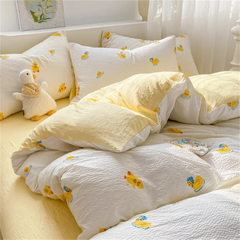 Wrinkled Yarn Washed Cotton Four Piece Set Duvet Cover Set Bed Sheet Three Piece Set Non Pure Cotton Bedding Set