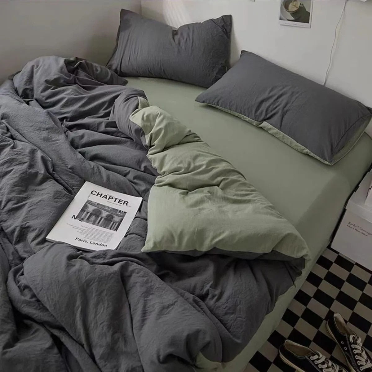 Bedding Set Nordic Single Double Flat Sheet Duvet Cover Pillowcase Soft Microfiber Full Queen Size Bed Linen