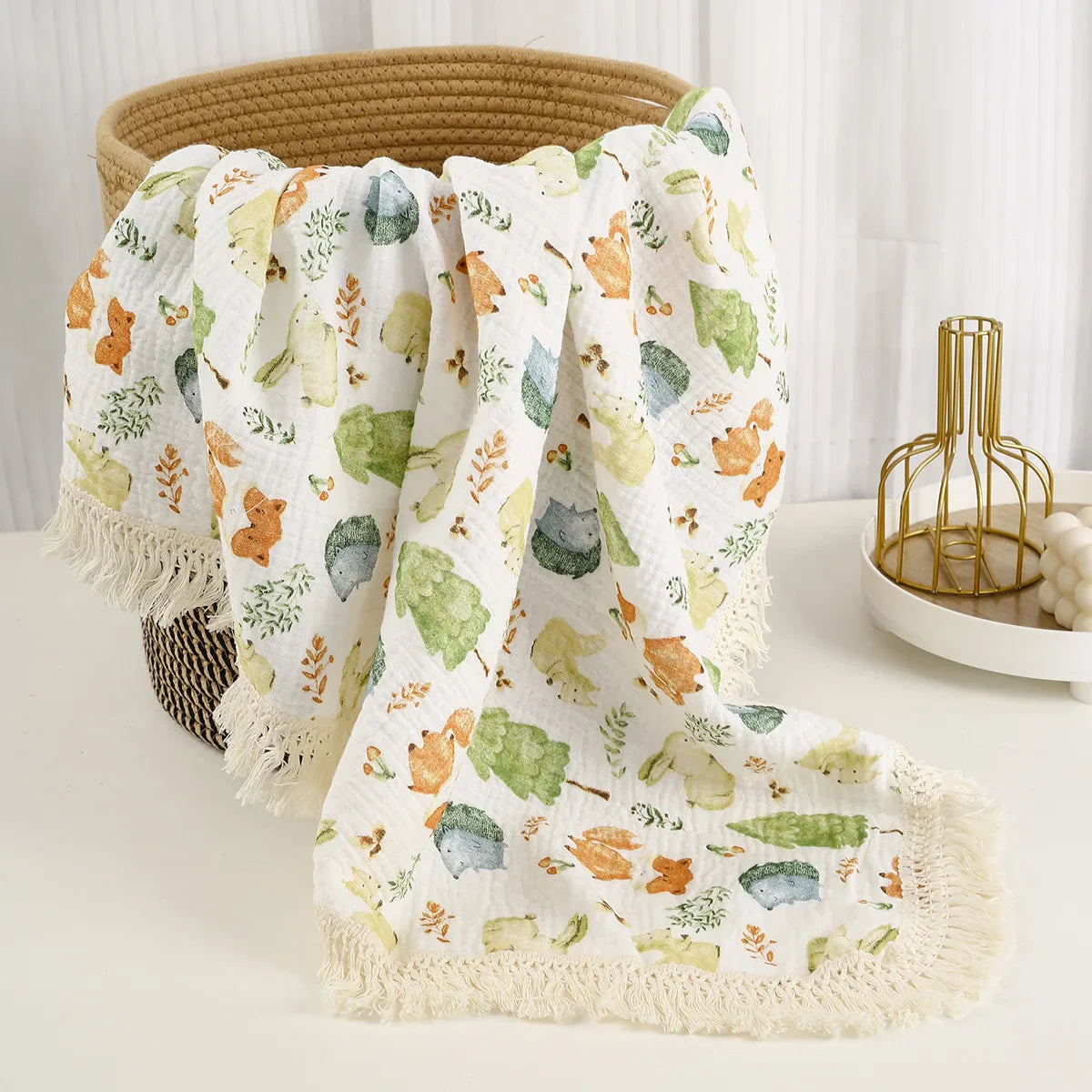 Baby Blankets Muslin Swaddle For Newborn Fringe Double Layer Cotton Summer Blanket Bed Comforter Infant Baby Stuff Bebe