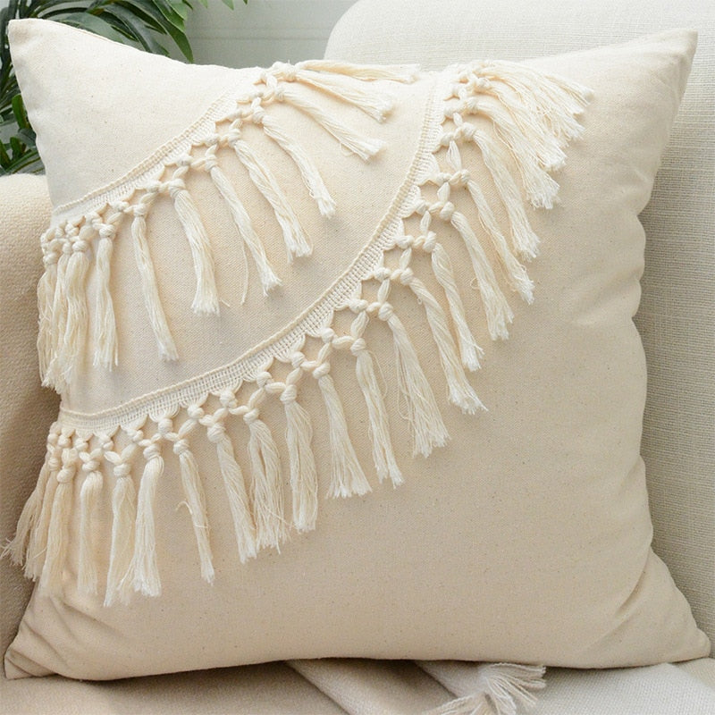 Boho Decorative Throw Pillow Covers With Tassel For Couch Bed Sofa Morocos Lumbar Tufted Pillowcase 45X45 Home Decor