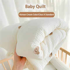 Korean Cream Baby Quilt Pure Cotton Mink Blanket Baby Four Seasons Warm Soft Wool Swaddle Wrapped Bedding 1.2x1.5M