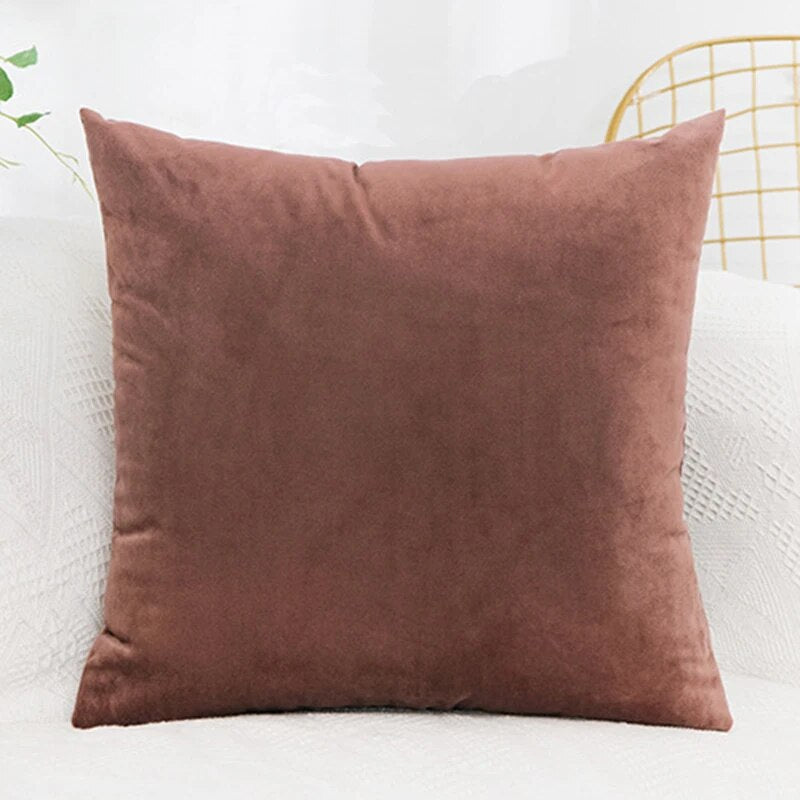 45x45cm Solid Color Luxury Velvet Throw Pillow Case Sofa Car Seat/Back Lumbar Cushion Cover Home Decor Bed Soft Pillowcase
