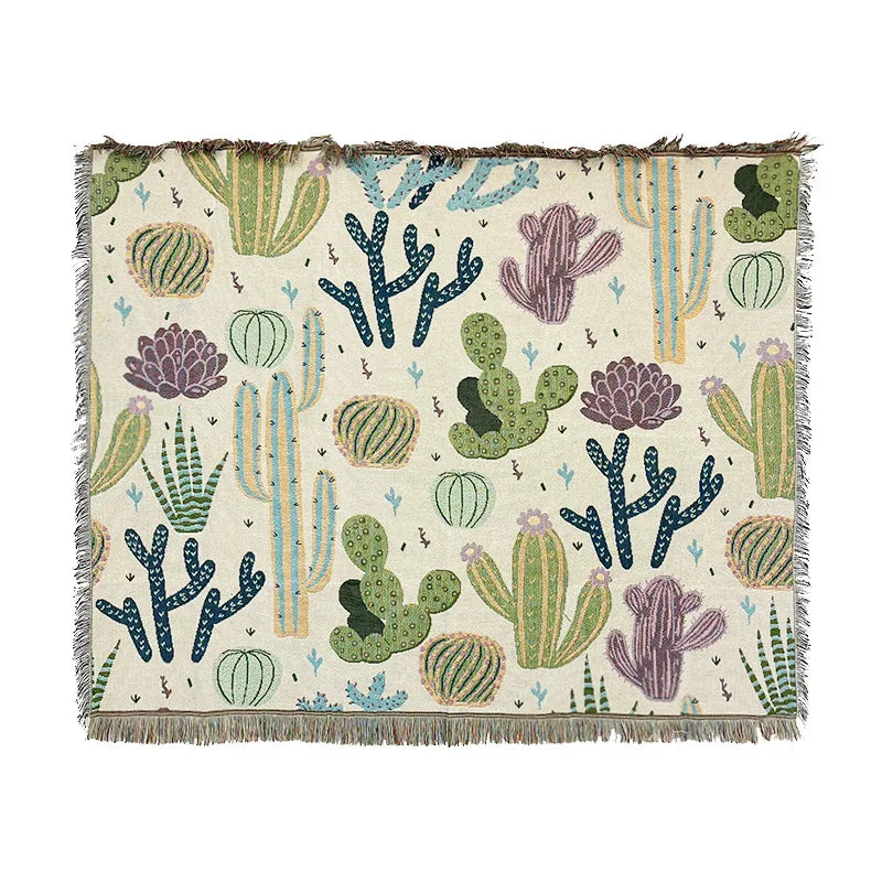 Leaves Floral Blankets for Bed Linen Cotton Throw Blankets Creative Interesting Outdoor Camping Picnic Mat Aesthetic Blanket