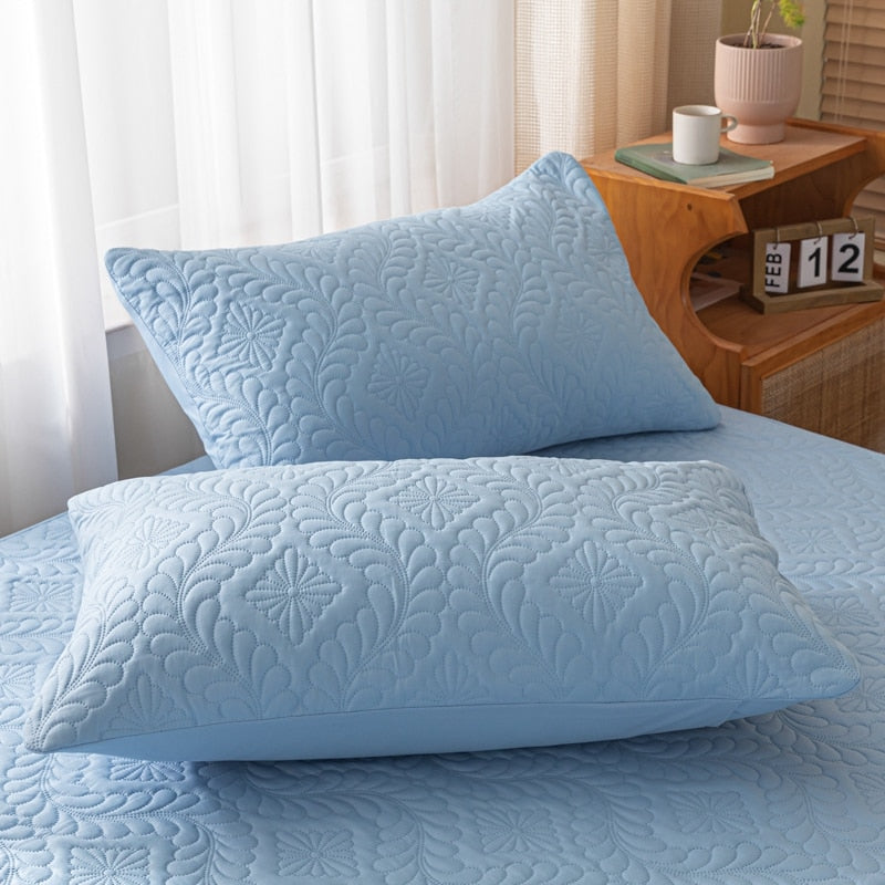 1 pc Waterproof Quilted Pillowcase Solid Color Pillow Cover Case 48x74cm Pillowsham