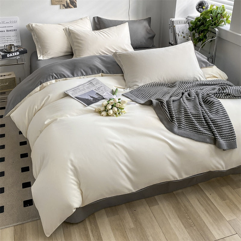 Bedding Set Boy Girl Duvet Cover Flat Sheet Pillowcase Aesthetic Bedcloth Double Cover Flat  Soft Comfort  Bed Sheet Pillowcase