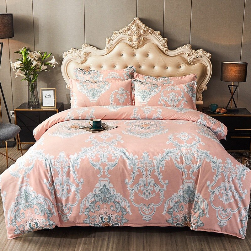 4pcs Set Winter Soft Nordic Double Bed Bedding Set Luxury Jacquard Non-irritating Sheet Quilt Cover Pillowcase 200x230cm