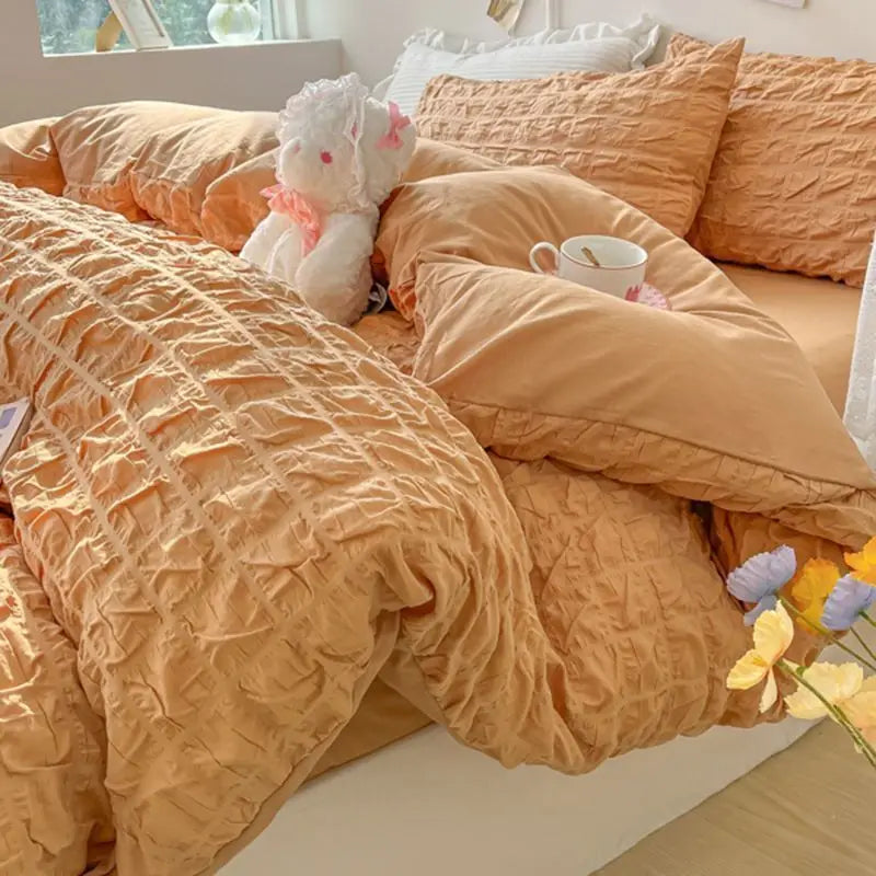 Bedroom Sets Bedding Set Queen Size Bed Sheets Set Quilt Cover Schoolgirl Washed Cotton Sheet Free Shipping Beddings Sets Girl