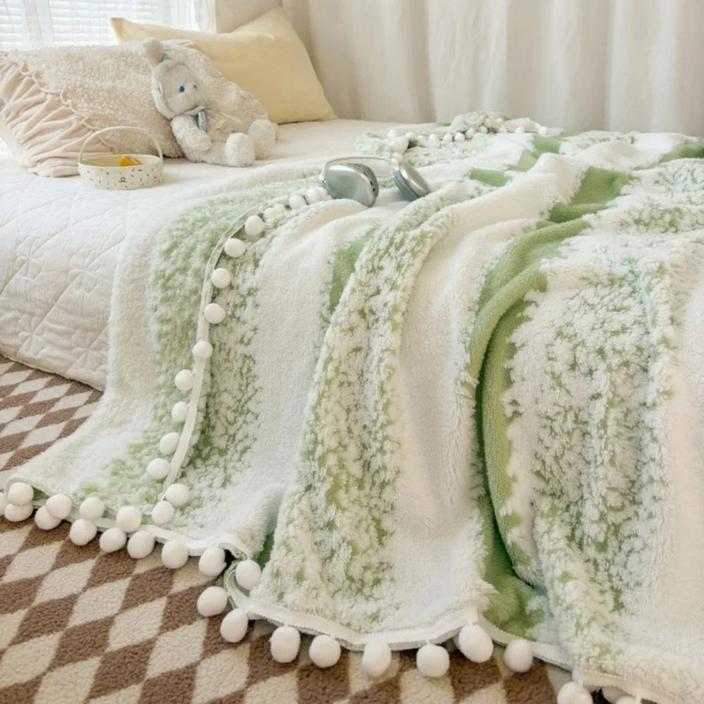 1pc two-color jacquard star velvet Dream Talk ball blanket, comfortable and breathable, dopamine color series, festival gift