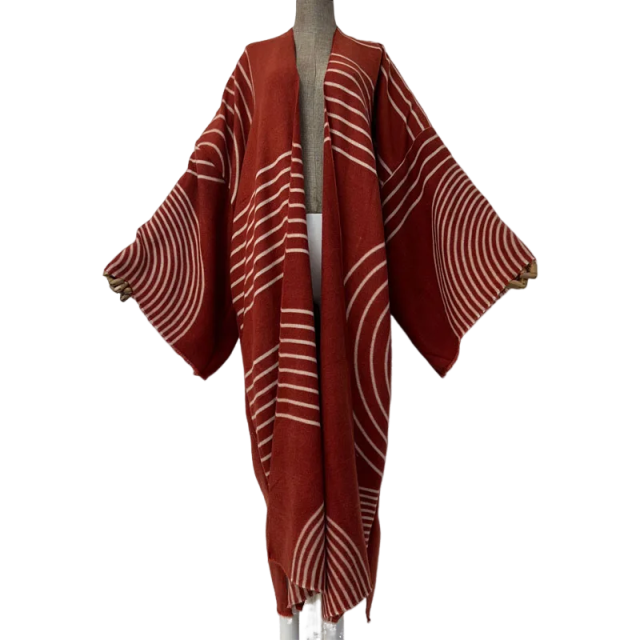 Stylish Winter Printed Kimono Cardigan - WINI