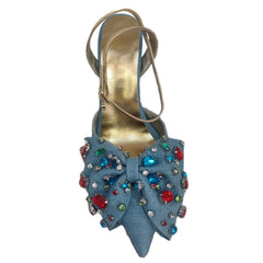 Rhinestones Bowknot Denim Stilettos