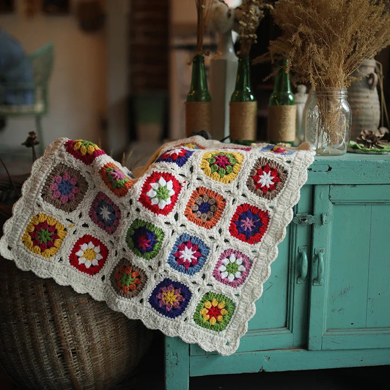 Handmade Knitting Crochet Crochet Hair Blanket Grandmother Daisy Rustic Style Decorative Tablecloth Home Decor Accessories