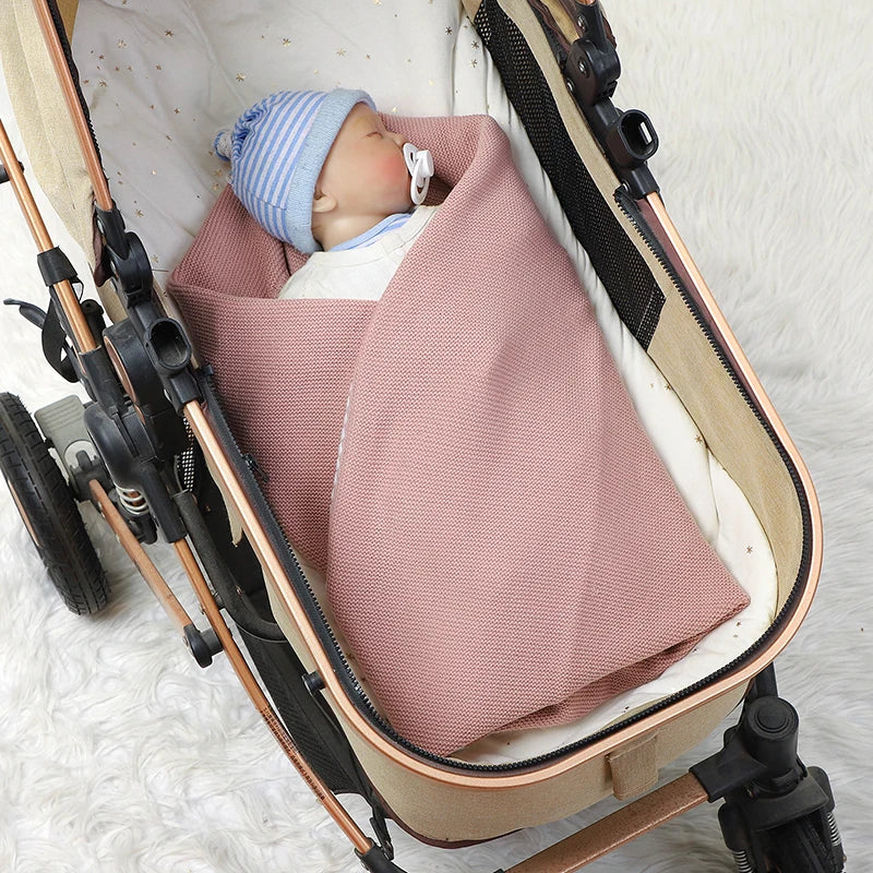 Baby Blankets Knitted Newborn Boy Girl Bedding Quilt 90*70CM Plaid Infant Stroller Swaddle Envelop Wrap Fashion Solid Super Soft