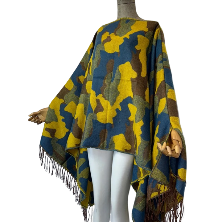 Vibrant Camouflage Poncho Cardigan - WINI