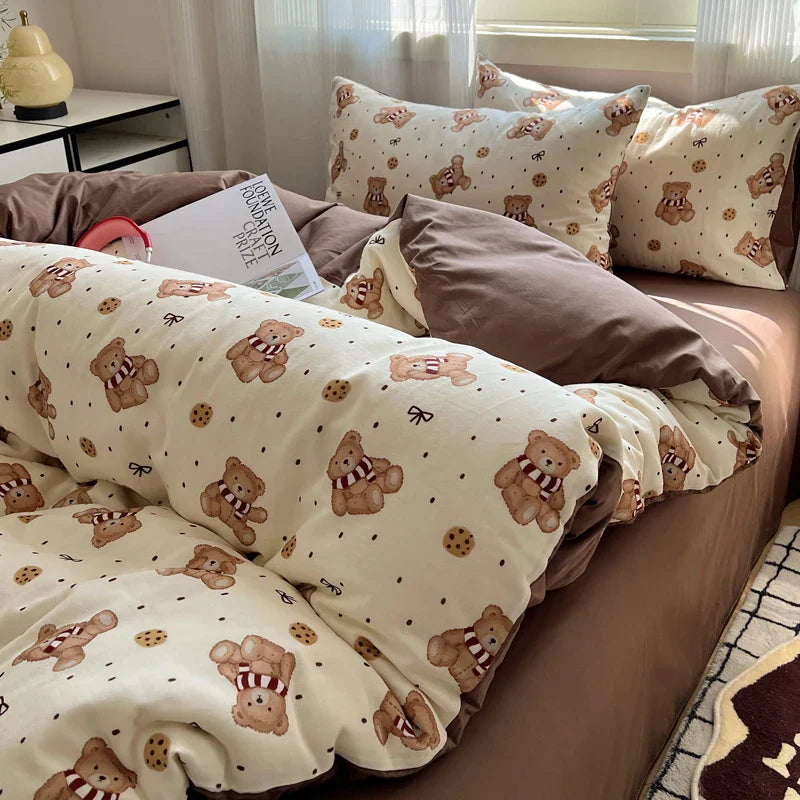 Bed Linen Bed Sheets Set Sweet Dots Duvet Cover Set Quilt Cover Bed Sheet Girls Quilt Sets Queen Size INS Blogger Comforter Sets
