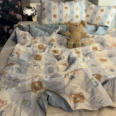 Summer Blanket Cool Quilt Cute Flower Bubble Cotton Summer Quilt Sleeping Naked Air Conditioning Quilt Lightweight  Washable
