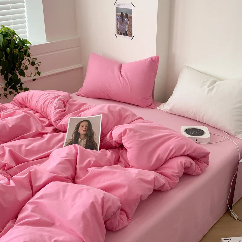 Black Rose Bedding Set Solid 3/4pcs Home Linens Contrast Duvet Cover Pillowcase Flat/Fitted Sheet King Brife Sexy Room Decor