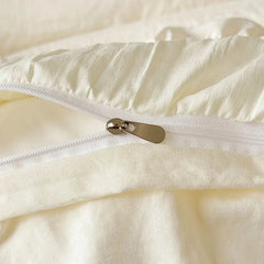 Korean Princess Style Lace Ruffles Wedding Bedding Set Seersucker Washed Cotton Soft Duvet Cover Set Bed Sheet Pillowcase 3/4Pcs