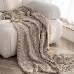 Blankets Nordic Style Hanging Tassels Solid Color Blankets Homestay Knitted Blankets Brown Coffee Sofa Minimalist Design