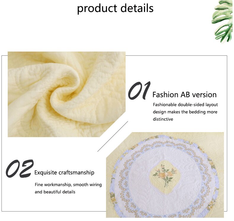 100% Cotton Yellow Daisy Quilt 3pcs Embroidered Quilted Quilt Pillowcase Free Shipping