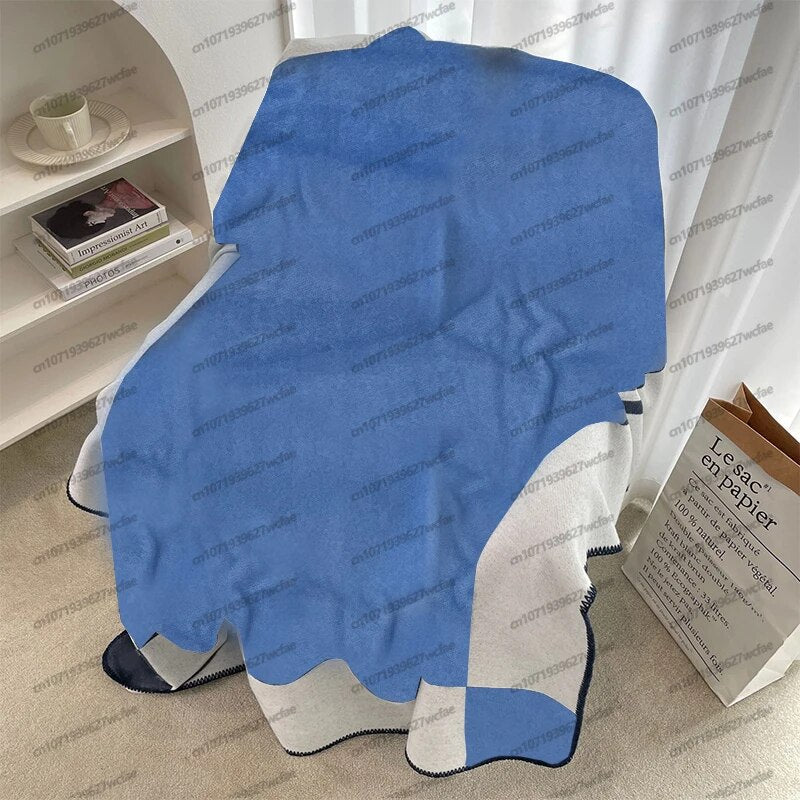 Winter Warm Blankets for Beds Sofa Plaid H Blanket Brand Designer Blanket Fleece Knitted Nap Throw Blanket Soft Wool Scarf Shawl