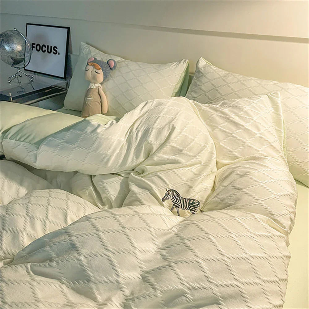 Bedding Set Fashion Skin Friendly Fabric Home Hotel King Size Single Double Bed Set Duvet Cover Quilt Cover Pillowcase Bed Linen
