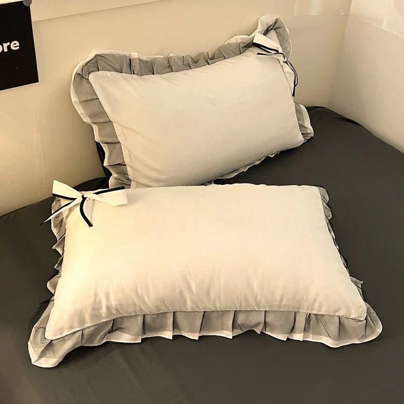 Bowknot Bedclothes Lace Style Bed Sheets Set Skin-friendly Bedding ropa de cama Single/Double/Queen/King Size Bed Linen Set