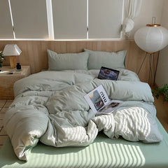 Striped Bedding Set INS Nordic Girls Soft 100% Cotton Bed Sheet Queen King Size Duvet Set Comforter Set Pillowcase Bed Linens