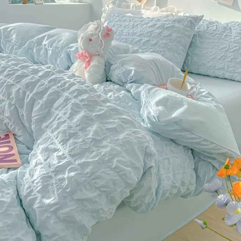 Bedroom Sets Bedding Set Queen Size Bed Sheets Set Quilt Cover Schoolgirl Washed Cotton Sheet Free Shipping Beddings Sets Girl