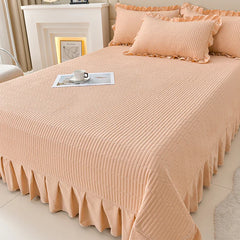 Summer solid color tencel bed cover three-piece set lace ice silk mat air conditioner mat non-slip bed sheet kang cover soft mat