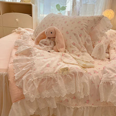 Summer Quilt 2025 New Washed Cotton Korean Ins Lace Fragmented Series  Air Condition Quilt High Quality Summer Blanket set