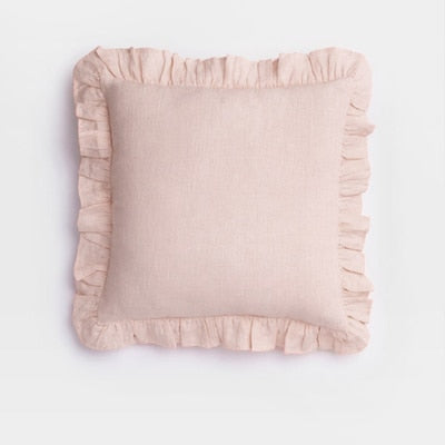 100% Pure Linen Ruffle Throw Pillowcases,Soft Comfortable Cushion Cover,Home Decor Sofa Pillows Cover,Living Room Couch Ornament