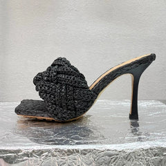 Woven Band Kitten Heels Sandals