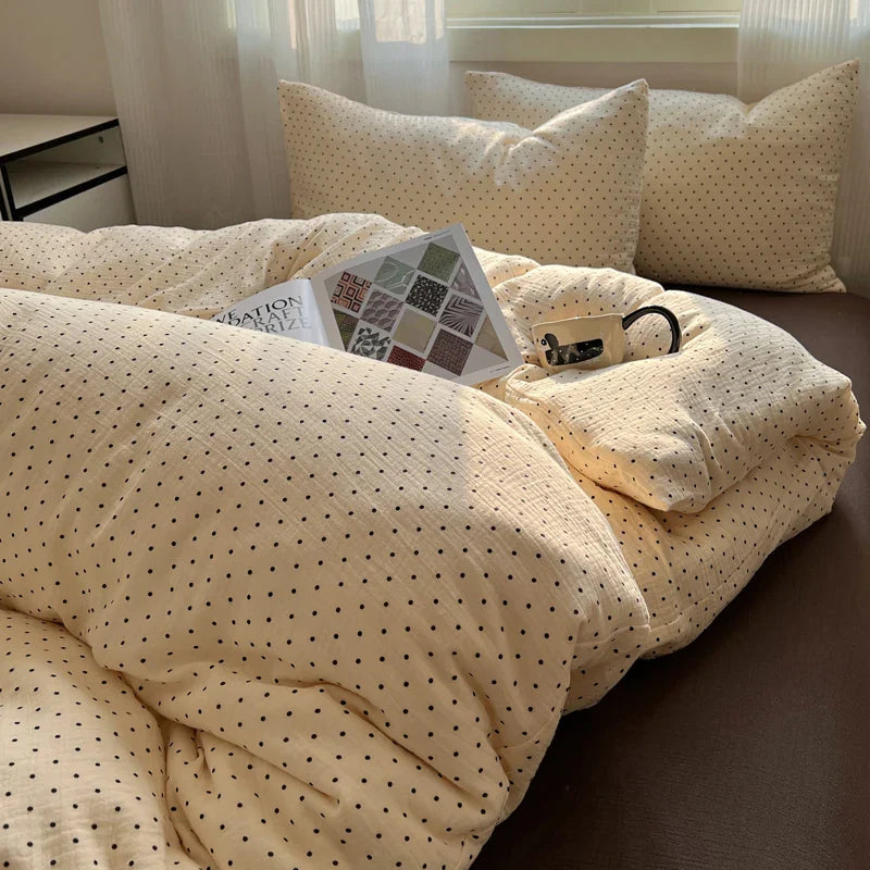 Bed Linen Bed Sheets Set Sweet Dots Duvet Cover Set Quilt Cover Bed Sheet Girls Quilt Sets Queen Size INS Blogger Comforter Sets