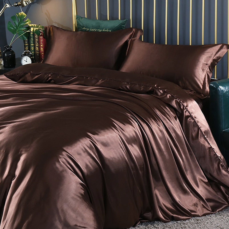 blending Mulberry Silk Bedding Set Silky High-end Queen Size Duvet Cover Set with Fitted Sheet Luxury Bedding Sets King Bed Sets
