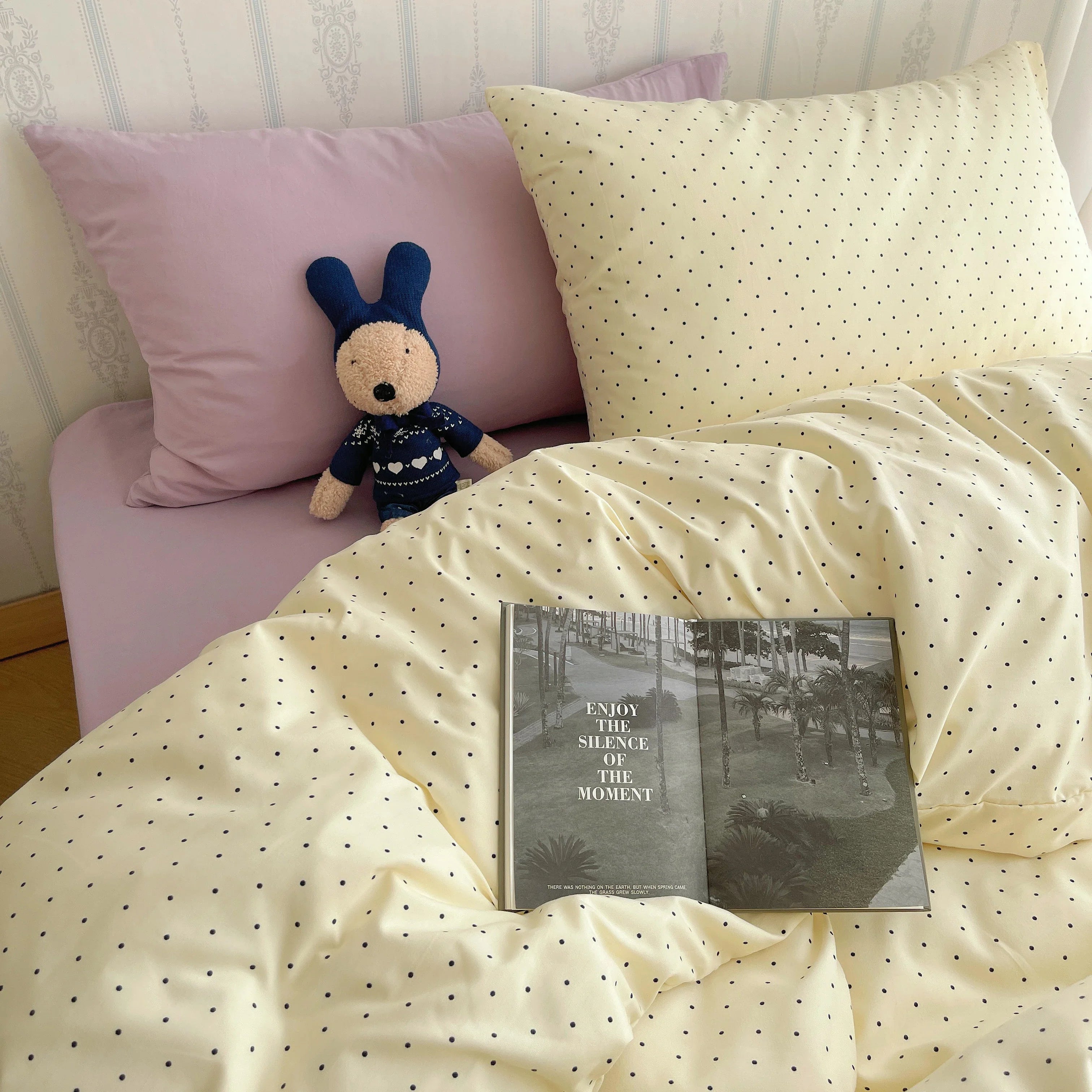Bed Linen Bed Sheets Set Sweet Dots Duvet Cover Set Quilt Cover Bed Sheet Girls Quilt Sets Queen Size INS Blogger Comforter Sets