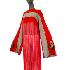 Vibrant Knitted Tassel Kaftan Dress - WINI