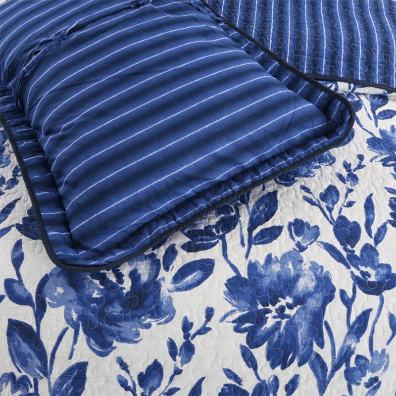 100% Cotton Floral Red Flower 3pcs Printed Quilted Quilt Pillowcase Free Shipping