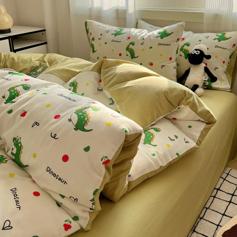 Bed Linen Bed Sheets Set Sweet Dots Duvet Cover Set Quilt Cover Bed Sheet Girls Quilt Sets Queen Size INS Blogger Comforter Sets