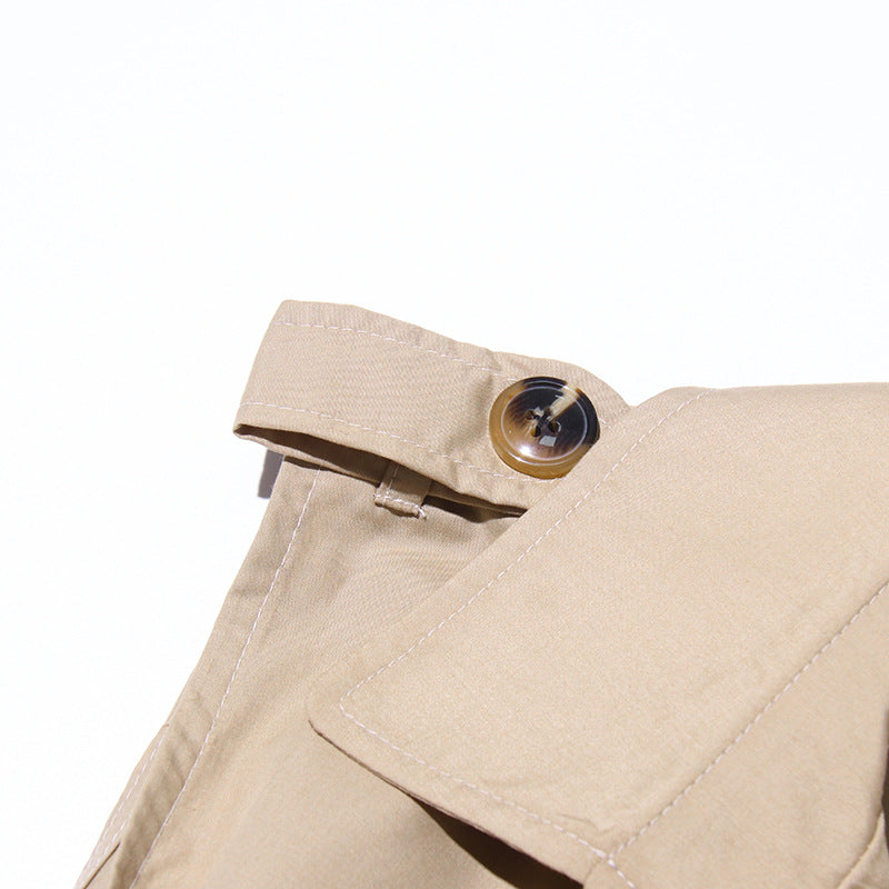 Khaki V-Neck Pleated Sleeveless Top