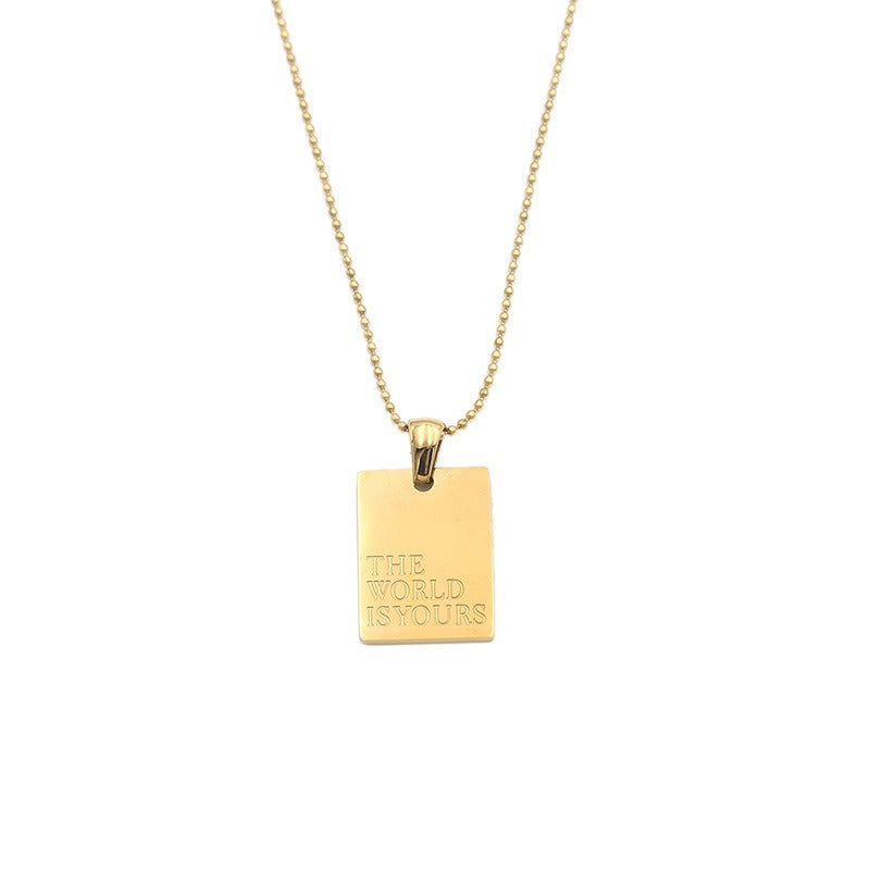 Square Engraved Pendant Necklace