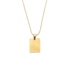 Square Engraved Pendant Necklace