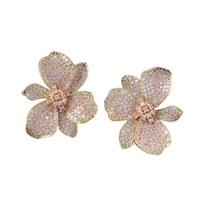 Cubic Zirconia Big Flower Stud Earrings