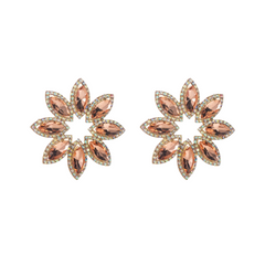 High-End Diamond Flower Earrings