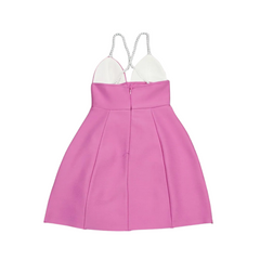 Pearl Strap 3D Flower V Neck High Waist Camisole Dresses