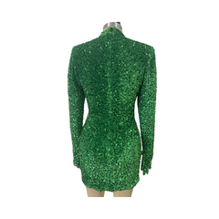 Green Sequin Velvet Mini Dress