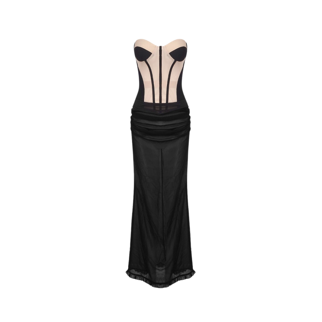 Mesh Chiffon Tube Top + Mesh Long Skirt