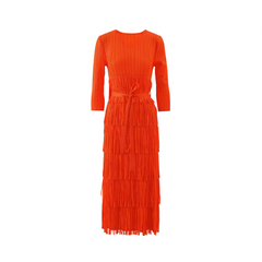 Solid Pleated Fringe Dress